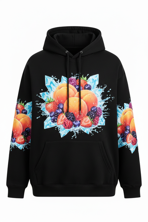 Flavourade Black Hoodie Packin' Peach Berry