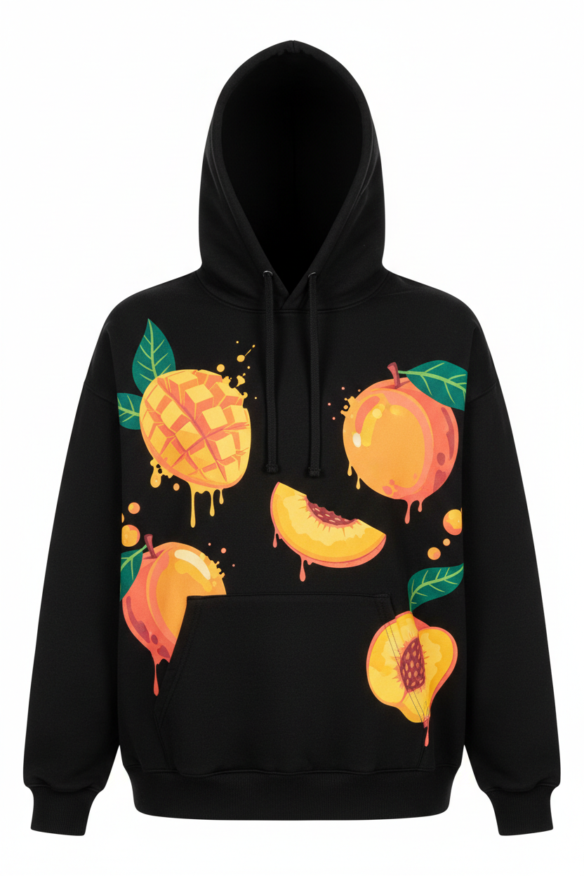 Flavourade Black Hoodie Mango Peach